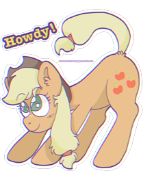 Size: 2540x2817 | Tagged: safe, artist:paamyu, applejack, earth pony, pony, g4, cute, ear fluff, female, high res, howdy, jackabetes, mare, no pupils, outline, simple background, solo, transparent background