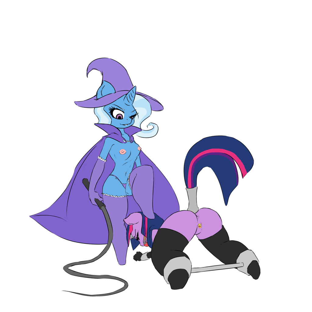2327426 - explicit, artist:carmelcube, edit, trixie, twilight sparkle, uni...