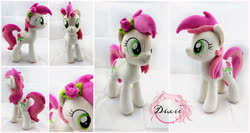 Size: 2247x1197 | Tagged: safe, artist:dixierarity, roseluck, g4, commission, female, flower, handmade, irl, photo, pink, plushie, rose
