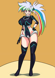 Size: 2480x3508 | Tagged: safe, artist:art-2u, rainbow dash, oc, oc only, oc:lunar rainbow, human, series:nightmare war, g4, alternate universe, breasts, busty rainbow dash, female, high res, humanized, solo