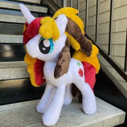 Size: 678x678 | Tagged: safe, artist:hibiscus stitch, oc, oc only, oc:scarlet serenade, pony, female, irl, mare, photo, plushie, solo