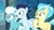 Size: 1280x720 | Tagged: safe, screencap, fleetfoot, misty fly, soarin', pegasus, pony, g4, grannies gone wild, female, folded wings, male, wings