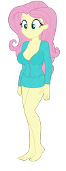 Size: 1700x4382 | Tagged: safe, edit, editor:ah96, fluttershy, equestria girls, g4, barefoot, big breasts, breast edit, breasts, busty fluttershy, cleavage, cropped, feet, female, ms paint, simple background, solo, transparent background