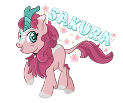 Size: 1222x1022 | Tagged: safe, artist:redpalette, oc, oc only, kirin, badge, cherry blossoms, cute, female, flower, flower blossom, mare, pink, simple background, solo, transparent background, walking