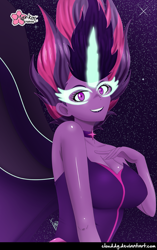 Size: 793x1265 | Tagged: safe, artist:clouddg, sci-twi, twilight sparkle, equestria girls, g4, my little pony equestria girls: legend of everfree, breasts, busty twilight sparkle, choker, cleavage, female, looking at you, midnight sparkle, multiple variants, sexy, solo