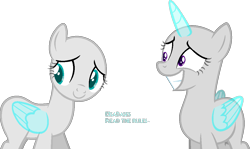 Size: 1097x654 | Tagged: safe, artist:eisabases, oc, oc only, alicorn, pegasus, pony, alicorn oc, bald, base, duo, eyelashes, grin, horn, pegasus oc, simple background, smiling, transparent background, wings