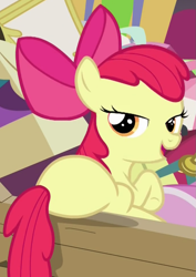 Size: 683x966 | Tagged: safe, screencap, apple bloom, earth pony, pony, g4, pinkie apple pie, bloom butt, butt, cropped, female, filly, lidded eyes, out of context, plot