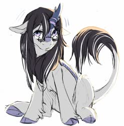 Size: 1267x1280 | Tagged: safe, artist:swaybat, oc, oc only, oc:violotte, kirin, pony, glasses, kirin oc, looking up, male, simple background, solo, stallion, white background
