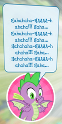 Size: 355x702 | Tagged: safe, edit, edited screencap, gameloft, screencap, spike, dragon, pony, g4, error, glitch, laughing, laughing mad, wat, winged spike, wings