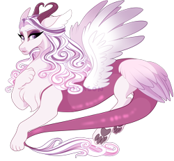 Size: 2700x2500 | Tagged: safe, artist:gigason, oc, oc only, draconequus, hybrid, chest fluff, female, high res, interspecies offspring, lidded eyes, male, offspring, parent:discord, parent:princess cadance, parents:discodance, paw pads, paws, simple background, solo, transparent background, underpaw