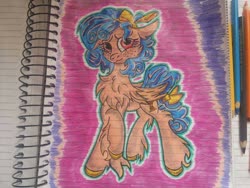 Size: 960x720 | Tagged: safe, cozy glow, pony, g4, cheek fluff, chest fluff, female, lined paper, solo, traditional art