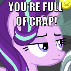 Size: 646x647 | Tagged: safe, edit, edited screencap, screencap, starlight glimmer, pony, g4, shadow play, caption, cropped, female, image macro, solo, text