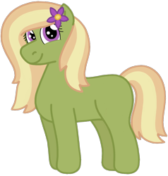 Size: 954x1004 | Tagged: safe, artist:kindheart525, oc, oc only, oc:flower power, earth pony, pony, kindverse, flower, flower in hair, offspring, parent:tree hugger, simple background, solo, transparent background