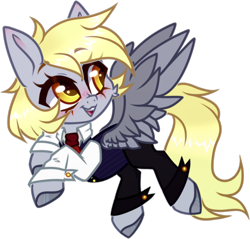 Size: 3940x3760 | Tagged: safe, artist:_spacemonkeyz_, derpy hooves, pegasus, pony, g4, chibi, clothes, colored hooves, cute, derpabetes, female, high res, open mouth, pants, shirt, simple background, solo, transparent background, vest