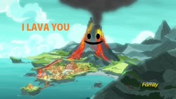 Size: 640x360 | Tagged: safe, edit, edited screencap, screencap, campfire tales, g4, 1000 hours in ms paint, lava, pun, rockhoof's village, volcano
