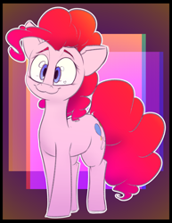 Size: 2700x3500 | Tagged: safe, artist:packy paca, derpibooru exclusive, pinkie pie, pony, g4, cute, diapinkes, female, high res, looking at you, simple background, smiling, solo, standing