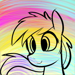 Size: 900x900 | Tagged: safe, artist:claribell3, rainbow dash, pegasus, pony, g4, colored, female, rough sketch, sketch, solo