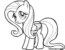 Size: 660x510 | Tagged: artist needed, source needed, safe, fluttershy, pegasus, pony, g4, eyelashes, female, lineart, mare, monochrome, simple background, solo, white background