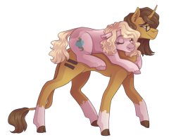 Size: 3400x2700 | Tagged: safe, artist:monnarcha, oc, oc only, oc:minty belle, earth pony, pony, unicorn, female, glasses, high res, male, mare, ponies riding ponies, riding, simple background, sleeping, stallion, transparent background