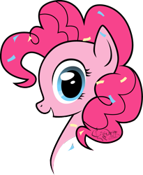 Size: 819x998 | Tagged: safe, artist:cosmicwaltz, pinkie pie, earth pony, pony, g4, cute, diapinkes, female, food, looking at you, mare, open mouth, profile, simple background, solo, sprinkles, transparent background