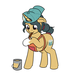 Size: 2000x2000 | Tagged: safe, artist:mkogwheel, fresh coat, pony, unicorn, g4, colored, cute, flat colors, high res, mouth hold, paint bucket, paintbrush, painting, self drawn, simple background, solo, white background