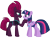 Size: 12560x9574 | Tagged: safe, alternate version, artist:ejlightning007arts, edit, fizzlepop berrytwist, tempest shadow, twilight sparkle, alicorn, pony, unicorn, g4, bikini, blank flank, broken horn, clothes, equestria girls outfit, eye scar, female, hoof on chin, horn, lesbian, scar, ship:tempestlight, shipping, simple background, swimsuit, transparent background, twilight sparkle (alicorn)