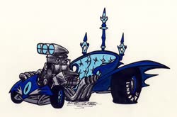 Size: 1024x677 | Tagged: safe, artist:sketchywolf-13, commission, dragster, engine, hot rod, luna's chariot, no pony, simple background, supercharger, traditional art, v8, white background