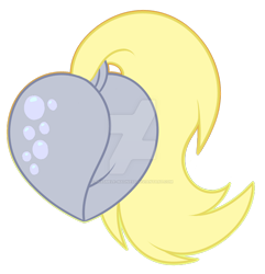 Size: 1600x1659 | Tagged: safe, artist:thehaywaiianhorse, derpy hooves, pegasus, pony, g4, bubble butt, butt, butt only, cutie mark, deviantart watermark, dock, featureless crotch, female, heart butt, mare, obtrusive watermark, plot, rear view, simple background, solo, tail, tail aside, transparent background, watermark