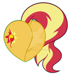 Size: 1600x1646 | Tagged: safe, artist:thehaywaiianhorse, sunset shimmer, pony, unicorn, g4, bunset shimmer, butt, butt only, cutie mark, deviantart watermark, dock, featureless crotch, female, heart butt, mare, obtrusive watermark, plot, rear view, simple background, solo, tail, tail aside, transparent background, watermark