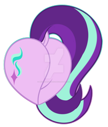 Size: 1600x1879 | Tagged: safe, artist:thehaywaiianhorse, starlight glimmer, pony, unicorn, g4, butt, butt only, cutie mark, deviantart watermark, dock, female, glimmer glutes, heart butt, mare, obtrusive watermark, plot, rear view, simple background, solo, tail, tail aside, transparent background, watermark