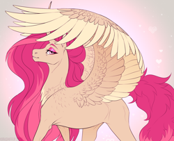 Size: 1600x1300 | Tagged: safe, artist:dementra369, oc, oc only, alicorn, pony, alicorn oc, eyeshadow, horn, long mane, looking at you, makeup, not sunny starscout, solo, spread wings, wings