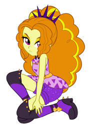 Size: 1024x1322 | Tagged: safe, artist:rileyav, adagio dazzle, equestria girls, g4, adoragio, boots, clothes, cute, female, looking at you, shoes, shorts, simple background, sleeveless, solo, spiked headband, thigh boots, transparent background, waistband
