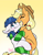 Size: 3000x3861 | Tagged: safe, artist:shyshyoctavia, applejack, oc, oc:constance everheart, pony, g4, canon x oc, chest fluff, clothes, everjack, female, high res, hug, male, shipping, socks, straight, striped socks