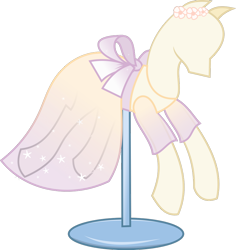 Size: 868x921 | Tagged: safe, artist:shootingstarsentry, oc, oc only, oc:glistening stars, pony, bow, clothes, dress, gala dress, headpiece, mannequin, simple background, solo, stars, transparent background