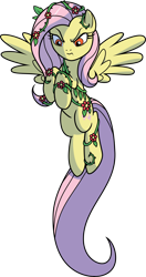 Size: 4000x7600 | Tagged: safe, artist:cencerberon, idw, fluttershy, pegasus, pony, g4, ponies of dark water, spoiler:comic, spoiler:comic44, absurd resolution, corrupted, female, mare, poison ivy, poison ivyshy, red eyes, simple background, solo, transparent background, vector