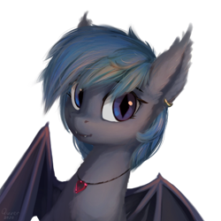 Size: 512x512 | Tagged: safe, artist:quvr, oc, oc only, bat pony, pony, bat pony oc, bat wings, fangs, female, looking at you, mare, simple background, solo, transparent background, wings