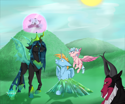 Size: 6000x5000 | Tagged: safe, artist:luzreal, cozy glow, lord tirek, queen chrysalis, oc, oc:harmony star, alicorn, centaur, changeling, changeling queen, classical hippogriff, dragon, griffon, hippogriff, pony, yak, g4, the ending of the end, absurd resolution, alicorn oc, alicornified, army, canon x oc, changeling slime, cozycorn, female, filly, force field, horn, legion of doom, male, race swap, stallion, sticky, trapped, ultimate chrysalis, wings