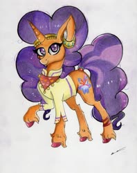 Size: 2459x3109 | Tagged: safe, artist:luxiwind, saffron masala, pony, g4, female, high res, raised hoof, solo, traditional art
