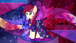 Size: 3840x2160 | Tagged: safe, artist:cyanlightning, artist:laszlvfx, edit, roseluck, earth pony, pony, g4, clothes, dress, female, flower, glue, high res, mouth hold, solo, wallpaper, wallpaper edit