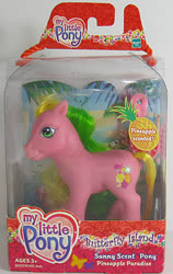 Size: 400x632 | Tagged: safe, photographer:breyer600, pineapple paradise, g3, official, irl, packaging, photo, simple background, sunny scent pony, toy
