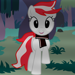 Size: 2000x2000 | Tagged: safe, artist:jojodidu, oc, oc only, earth pony, pony, clothes, everfree forest, female, finished version, fog, high res, mushroom, nacional potosí, ponified, scarf, solo, tree