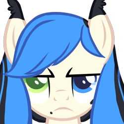 Size: 3000x3000 | Tagged: safe, artist:skulifuck, oc, oc only, earth pony, pony, base used, bust, earth pony oc, frown, grumpy, heterochromia, high res, simple background, solo, transparent background