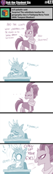 Size: 800x2611 | Tagged: safe, artist:sintakhra, fizzlepop berrytwist, gallus, tempest shadow, griffon, pony, tumblr:studentsix, g4, ..., broken horn, clothes, comic, desk, eep, horn, onomatopoeia, open up your eyes, sleeping, sleeping in class, snoring, sound effects, this will end in detention, tongue out, zzz
