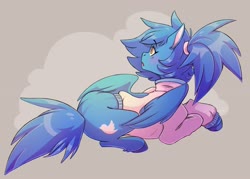 Size: 2692x1924 | Tagged: safe, artist:1an1, pegasus, pony, :o, blushing, clothes, female, high res, jacket, looking away, mare, meta, open mouth, ponified, ponytail, solo, twitter, varsity jacket