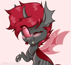 Size: 1980x1800 | Tagged: safe, artist:sinnocturnal, oc, oc only, oc:adelaide (changeling), changeling, chibi, cute, female, one eye closed, red changeling, solo, wink