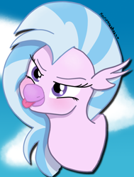 Size: 906x1196 | Tagged: safe, artist:kairipancakes, silverstream, hippogriff, g4, bust, cute, diastreamies, female, playful, solo, tongue out