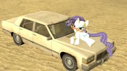 Size: 1024x576 | Tagged: safe, artist:sketchywolf-13, rarity, pony, unicorn, g4, 3d, cadillac, car, cutie mark, female, glasses, horn, mare, solo, source filmmaker