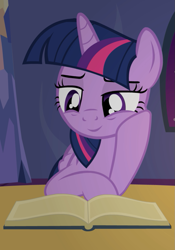 Size: 753x1078 | Tagged: safe, artist:agrol, twilight sparkle, alicorn, pony, g4, adorkable, book, bookhorse, cropped, cute, dork, female, hoof on cheek, hooves on the table, mare, sleepy, smiling, solo, that pony sure does love books, tired, twiabetes, twilight sparkle (alicorn)