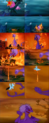 Size: 1008x2520 | Tagged: safe, artist:avispaneitor, edit, edited screencap, screencap, rainbow dash, dragon, pegasus, pony, g4, burned, burned butt, comic, female, fight, fire, fire breath, madam mim, mare, peril, screencap comic, the sword in the stone, this will end in death