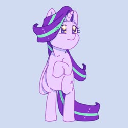 Size: 2048x2048 | Tagged: dead source, safe, artist:chapaghettii, starlight glimmer, pony, unicorn, g4, bipedal, blue background, chubby, cute, female, glimmerbetes, high res, mare, simple background, solo